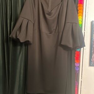 Eloquii Black Long Sleeve Dress with Puff Sleeves